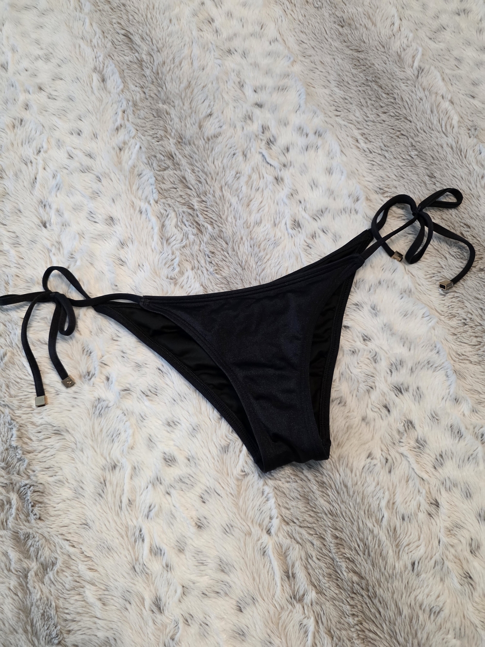 Classic Black Tie-Side Bikini Bottom SMALL - Women Swim